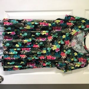 Tropical Print Babydoll Style Top